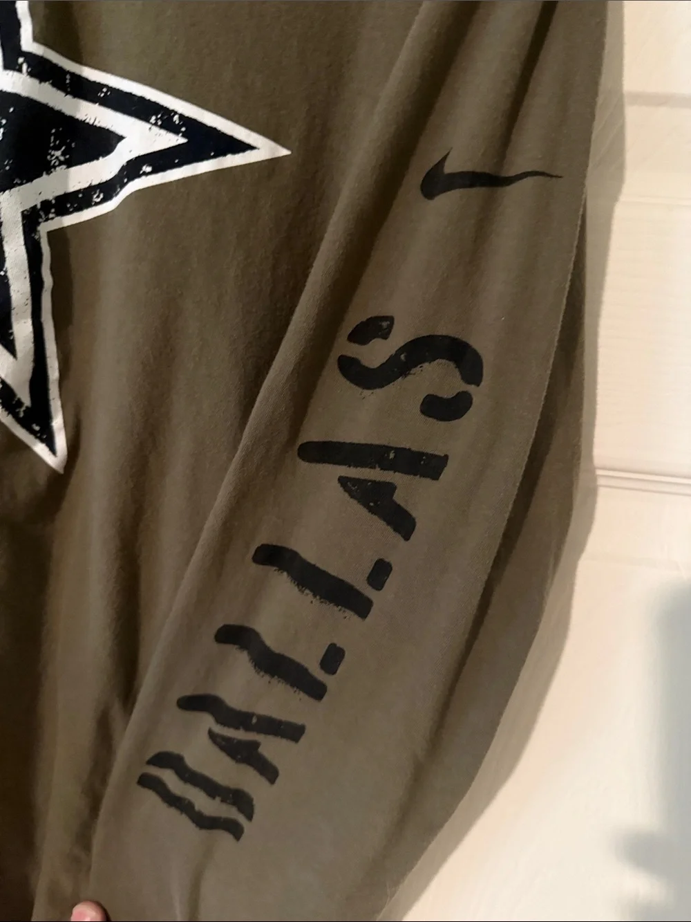 Nike Olive Green Long Sleeve Dallas Cowboys Star Military Tee